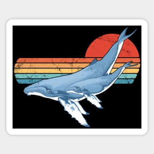 Humpback Whales 60s Sunset Magnet